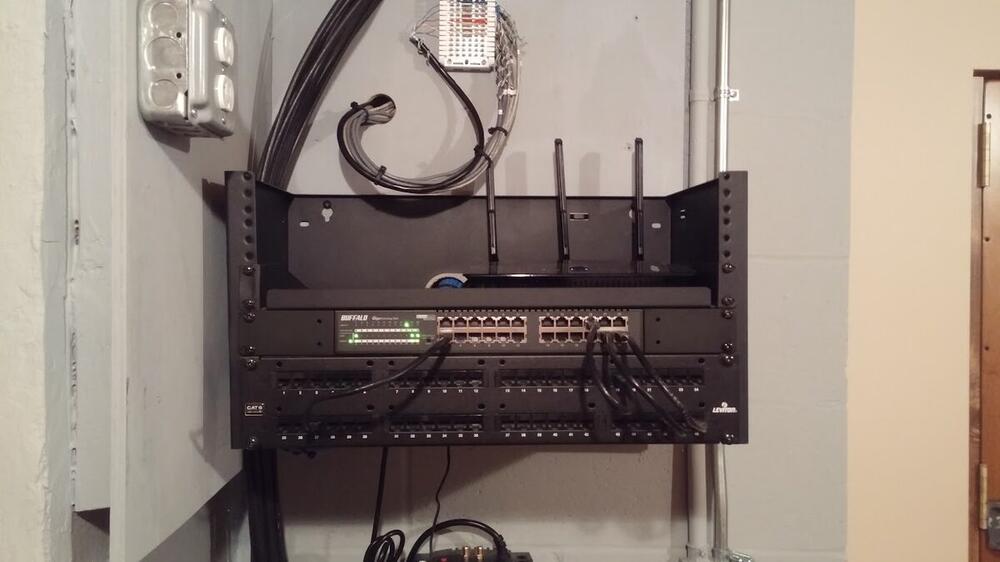 After photo of neatly managed network cables and professional installation